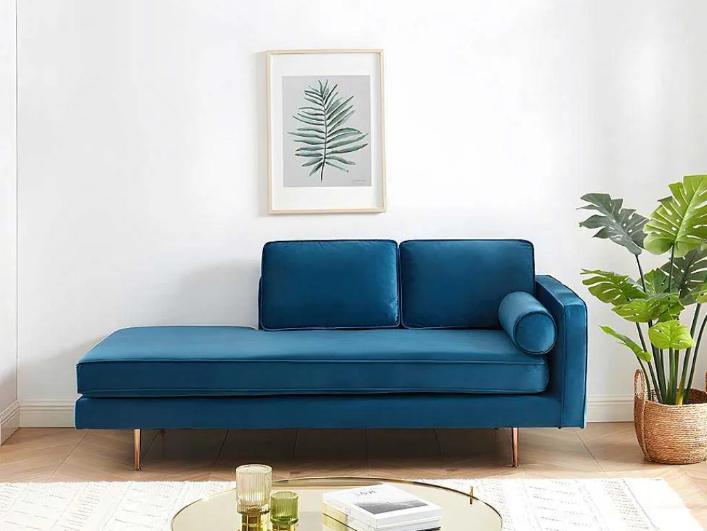 Chaise Longue Van Stof Kahel - Hoek Links - Eendblauw-Vente-unique Sale