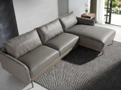 Chaiselongue Bank (R) In Leer En Verdonkerd Staal 6154-Angel Cerda New