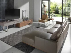 Chaiselongue Bank (R) In Leer En Verdonkerd Staal 6154-Angel Cerda New