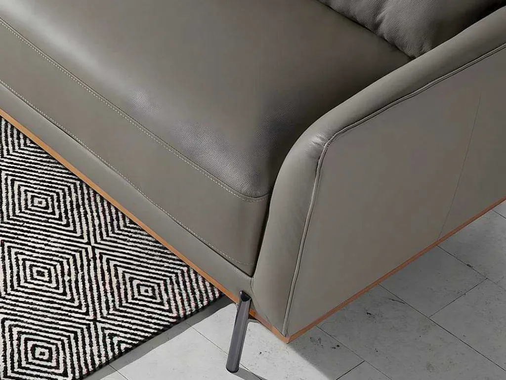Chaiselongue Bank (R) In Leer En Verdonkerd Staal 6154-Angel Cerda New