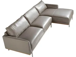 Chaiselongue Bank (R) In Leer En Verdonkerd Staal 6154-Angel Cerda New