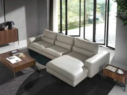Chaiselongue Sofa (R) In Leer En Mat Staal 6152-Angel Cerda Best