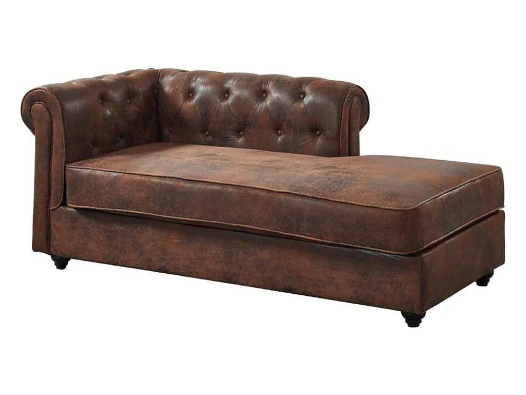 Chesterfield Chaise Longue - Hoek Rechts - Shirel Van Microvezel Met Lived-In Leeraspect-Vente-unique Outlet