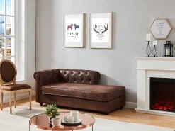 Chesterfield Chaise Longue - Hoek Rechts - Shirel Van Microvezel Met Lived-In Leeraspect-Vente-unique Outlet