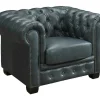 Chesterfield Fauteuil Brenton 100% Buffelleer - Spaans Groen-LINEA SOFA Outlet