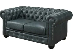 Chesterfield Zitbank 3 + 2 + 1 Plaatsen Brenton 100% Buffelleer - Spaans Groen-LINEA SOFA Clearance