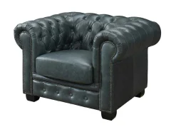 Chesterfield Zitbank 3 + 1 Plaatsen Brenton 100% Buffelleer - Spaans Groen-LINEA SOFA Outlet