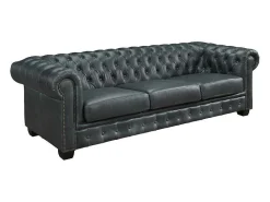 Chesterfield Zitbank 4 Plaatsen Brenton 100% Buffelleer - Spaans Groen-LINEA SOFA Outlet