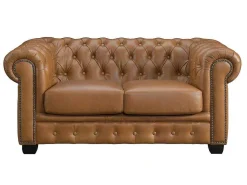 Chesterfield 2-Zitsbank Brenton 100% Buffelleer - Vintage Caramel-LINEA SOFA Best