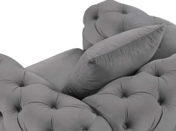 Chesterfield-Fauteuil Van Antracietgrijs Velours Edwina-Vente-unique Discount