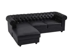 Chesterfield-Hoekbank Met Hoek Links Van Zwart Leer Toledo-Vente-unique Online