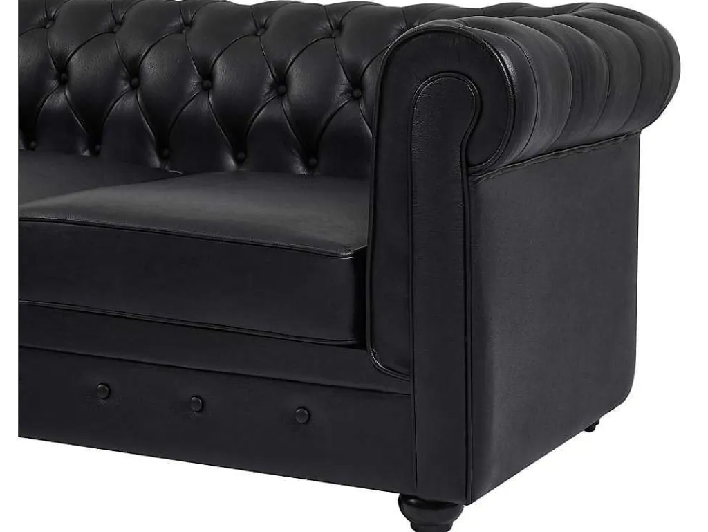 Chesterfield-Hoekbank Met Hoek Links Van Zwart Leer Toledo-Vente-unique Online