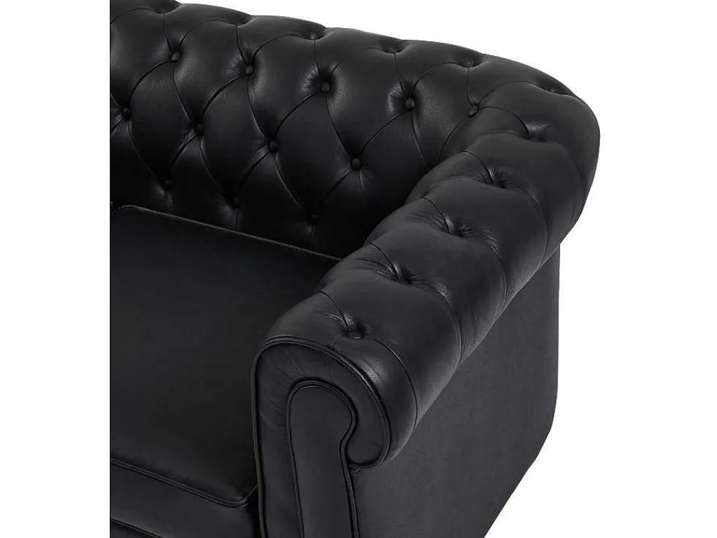 Chesterfield-Hoekbank Met Hoek Links Van Zwart Leer Toledo-Vente-unique Online