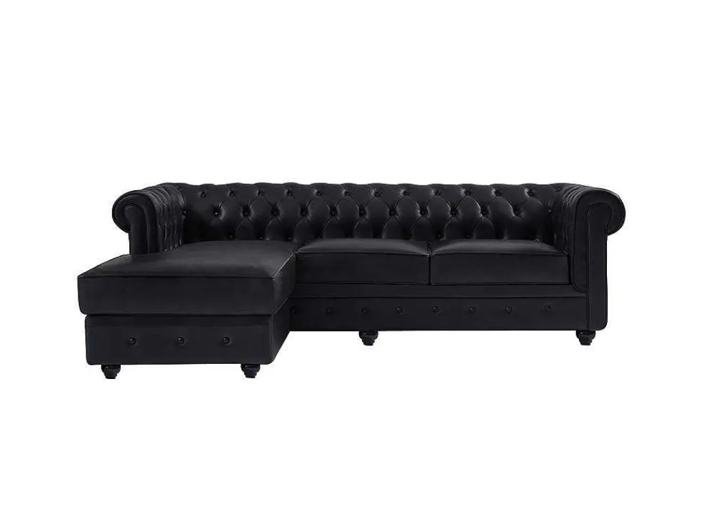 Chesterfield-Hoekbank Met Hoek Links Van Zwart Leer Toledo-Vente-unique Online