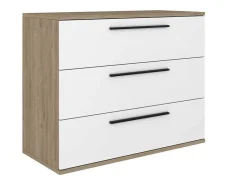 Commodes 3 Lades - Kleur: Naturel En Wit - Najeli-Vente-unique Clearance