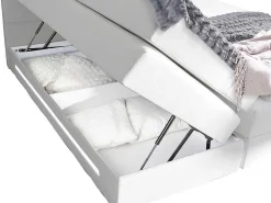 Complete Boxspring Met Hoofdeinde Met Leds, Bedbodem Met Opbergruimte, Matras En Dekmatras - Wit - Kunstleer - 160 X 200 Cm - Keros Van-DREAMEA Online