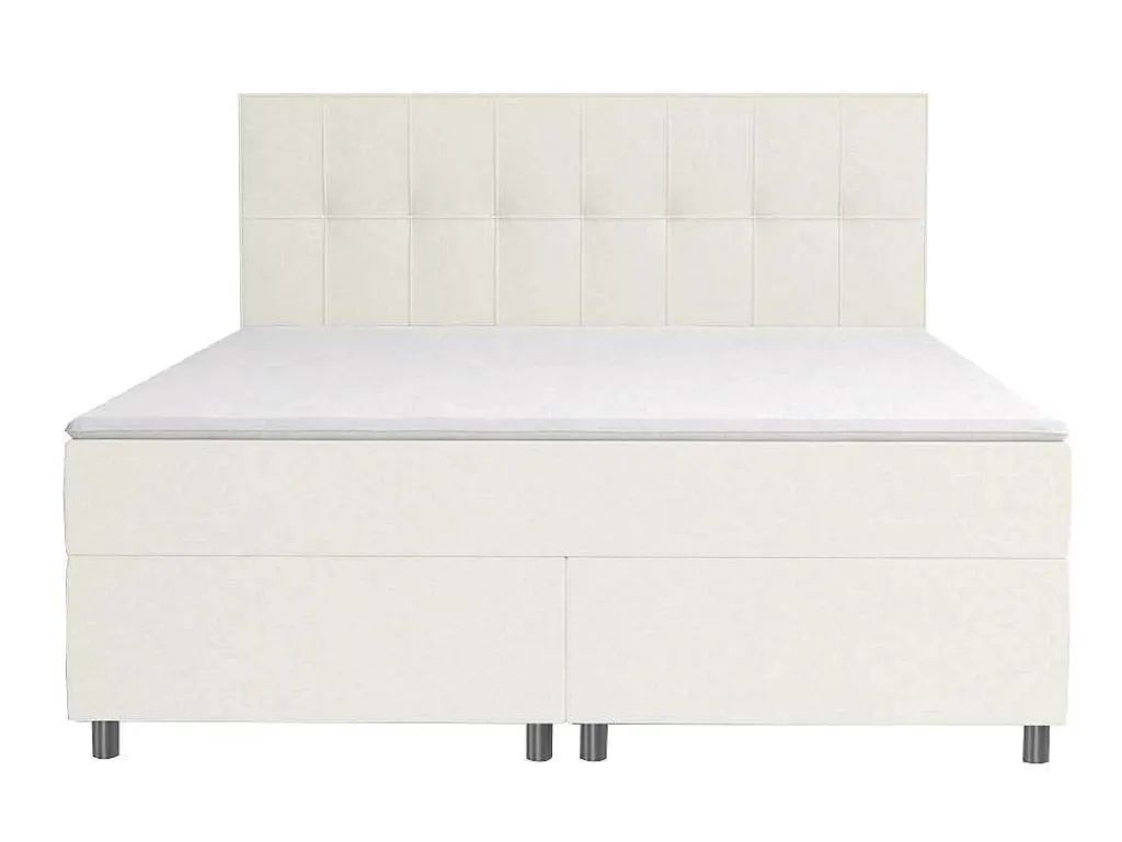 Complete Boxspringset Met Hoofdbord + Bedbodems + Matras + Dekmatras Siero Van Ysmee - 180 X 200 Cm - Stof - Ivoor-Ysmée Sale