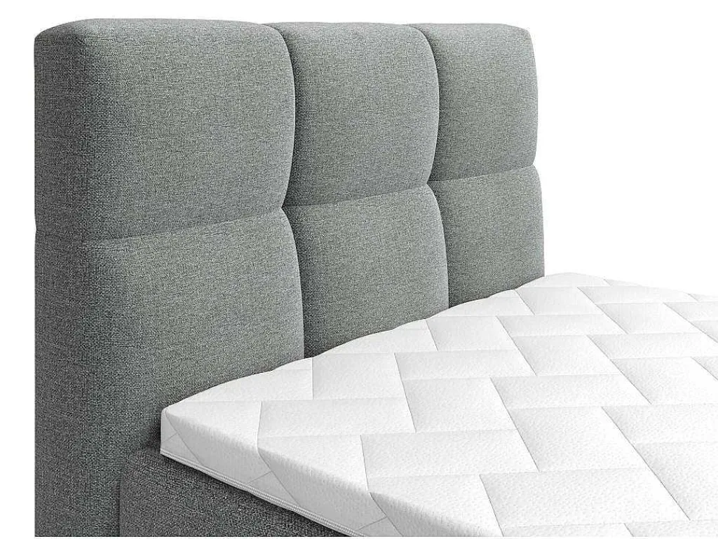 Complete Boxspringset Met Gestoffeerd Hoofdbord Met Elektrische Relaxbedbodems Met Matras Met Topmatras 100 X 200 Cm Stoffen Bekleding Lichtgrijs Lodi Van-Palacio Best