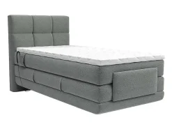 Complete Boxspringset Met Gestoffeerd Hoofdbord Met Elektrische Relaxbedbodems Met Matras Met Topmatras 100 X 200 Cm Stoffen Bekleding Lichtgrijs Lodi Van-Palacio Best