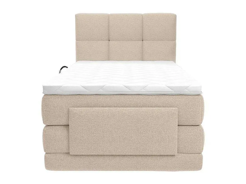 Complete Boxspringset Met Gestoffeerd Hoofdbord Elektrisch Verstelbare Relaxbedbodems Met Matras Met Topmatras 100 X 200 Cm Stoffen Bekleding Beige Lodi Van-Palacio Sale