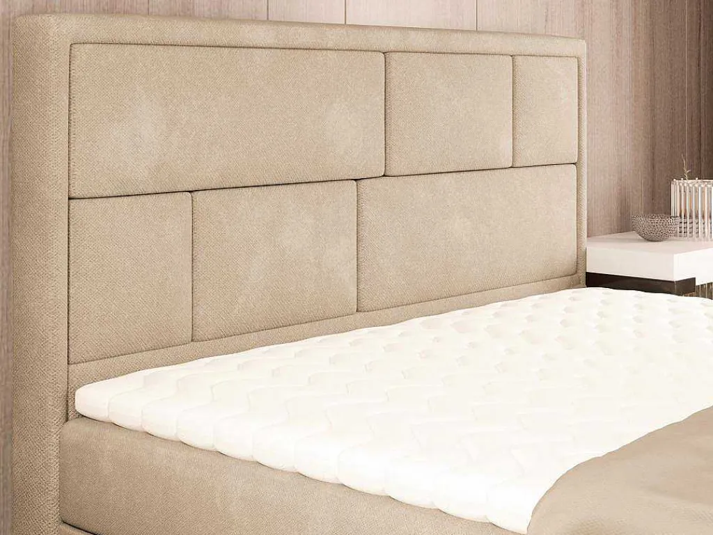 Complete Decoratieve Beddenset Met Hoofdbord + Opbergruimte + Matras + Dekmatras - 160 X 200 Cm - Beige - Loumia Van-DREAMEA New