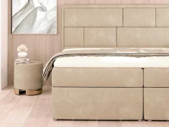 Complete Decoratieve Beddenset Met Hoofdbord + Opbergruimte + Matras + Dekmatras - 160 X 200 Cm - Beige - Loumia Van-DREAMEA New