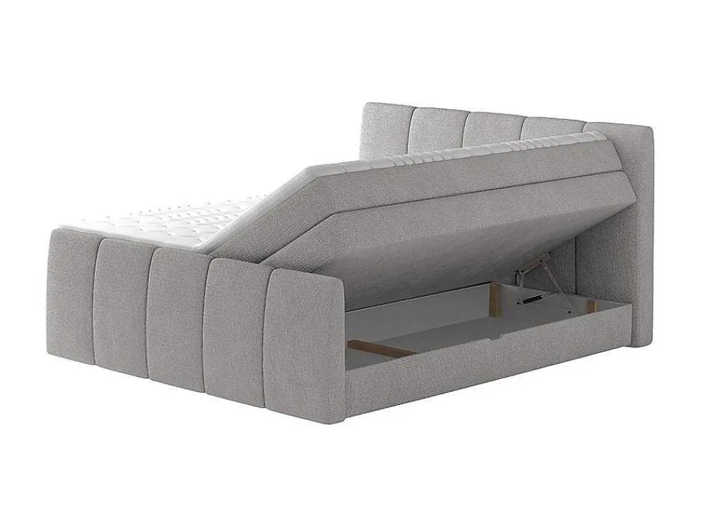 Complete Set Boxspring Met Verstelbaar Hoofdeinde + Bedbodem-Kist + Matras + Dekmatras Verone - Lichtgrijs - 160X200 Cm-Palacio Discount