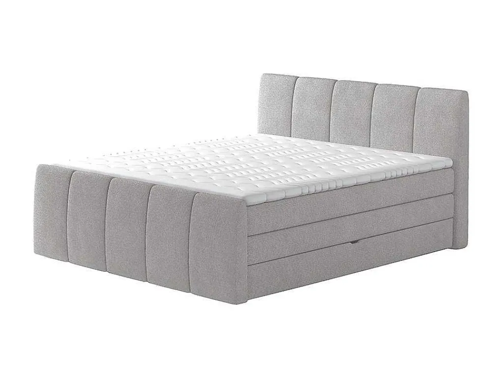Complete Set Boxspring Met Verstelbaar Hoofdeinde + Bedbodem-Kist + Matras + Dekmatras Verone - Lichtgrijs - 160X200 Cm-Palacio Discount