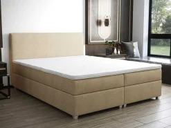 Complete Set Met Boxspring En Hoofdbord + Bedbodem + Matras + Topmatras - 180 X 200 Cm - Stof - Beige - Onan Van Ysmee-Ysmée Discount