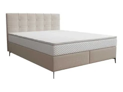 Complete Set Met Boxspring En Gecapitonneerd Hoofdbord + Bedbodem + Matras + Topmatras - 160 X 200 Cm - Stof - Beige - Inao Van Ysmee-Ysmée