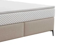 Complete Set Met Boxspring En Gecapitonneerd Hoofdbord + Bedbodem + Matras + Topmatras - 160 X 200 Cm - Stof - Beige - Inao Van Ysmee-Ysmée
