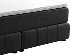 Complete Set Met Boxspring En Hoofdbord + Bedbodem + Matras + Topmatras - 160 X 200 Cm - Fluweel - Donkergrijs - Hida Van Ysmee-Ysmée Clearance