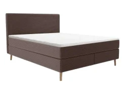 Complete Set Met Boxspring En Hoofdbord + Bedbodem + Matras + Topmatras - 160 X 200 Cm - Ribfluweel - Bruin - Nara Van Ysmee-Ysmée Sale