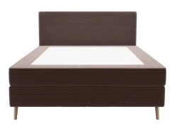 Complete Set Met Boxspring En Hoofdbord + Bedbodem + Matras + Topmatras - 160 X 200 Cm - Ribfluweel - Bruin - Nara Van Ysmee-Ysmée Sale