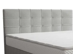 Complete Set Met Boxspring En Gecapitonneerd Hoofdbord + Bedbodem + Matras + Topmatras - 180 X 200 Cm - Stof - Lichtgrijs - Inao Van Ysmee-Ysmée Best