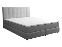 Complete Set Met Boxspring En Hoofdbord + Bedbodem + Matras + Topmatras - 160 X 200 Cm - Fluweel - Lichtgrijs - Hida Van Ysmee-Ysmée Best