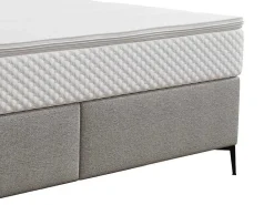 Complete Set Met Boxspring En Gecapitonneerd Hoofdbord + Bedbodem + Matras + Topmatras - 160 X 200 Cm - Stof - Lichtgrijs - Inao Van Ysmee-Ysmée Online