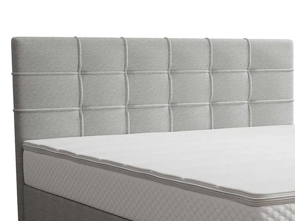 Complete Set Met Boxspring En Gecapitonneerd Hoofdbord + Bedbodem + Matras + Topmatras - 160 X 200 Cm - Stof - Lichtgrijs - Inao Van Ysmee-Ysmée Online