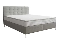 Complete Set Met Boxspring En Gecapitonneerd Hoofdbord + Bedbodem + Matras + Topmatras - 160 X 200 Cm - Stof - Lichtgrijs - Inao Van Ysmee-Ysmée Online