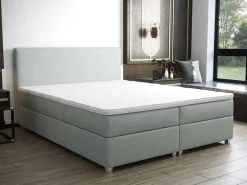 Complete Set Met Boxspring En Hoofdbord + Bedbodem + Matras + Topmatras - 160 X 200 Cm - Stof - Lichtgrijs - Onan Van Ysmee-Ysmée Outlet