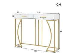 Console Met 2 Lades - Moderne Stijl - Wit & Goud-ModernLuxe Sale