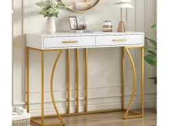 Console Met 2 Lades - Moderne Stijl - Wit & Goud-ModernLuxe Sale
