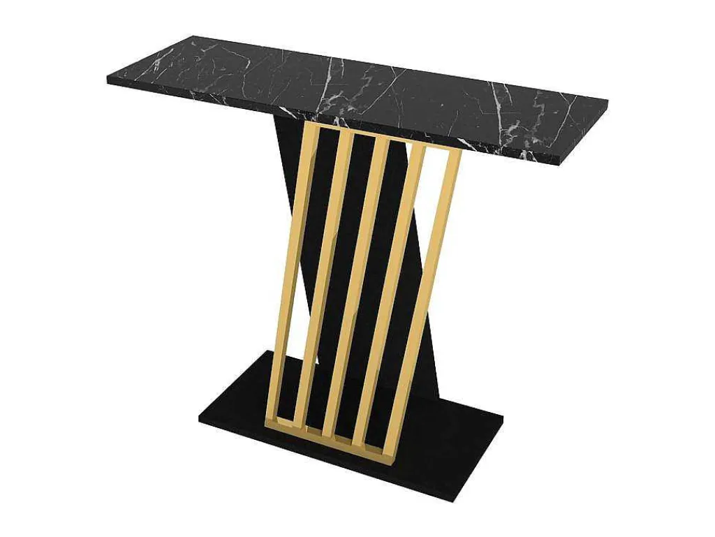 Consoletafel - Zwart Marmereffect En Goud - Orsona-Vente-unique Online