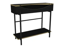 Consoletafel Met 1 Plank En 1 Nis - Zwart En Goudkleurig - Meriova-Vente-unique New