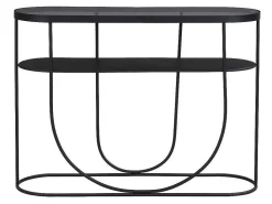 Consoletafel Met 1 Plank Van Metaal En Gerookt Glas - Zwart En Transparant - Pretoria-Vente-unique Sale