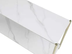 Consoletafel Met 1 Plank Van Keramiek En Metaal - Wit Marmereffect En Goud - Madola-Vente-unique