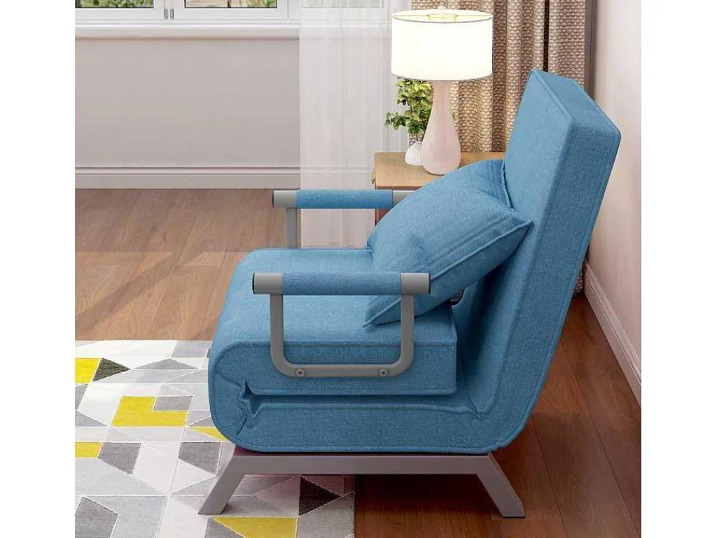 Converteerbare Stoffen Fauteuil - 6-Voudig Verstelbare Rugleuning - Blauw-Vente-unique Best