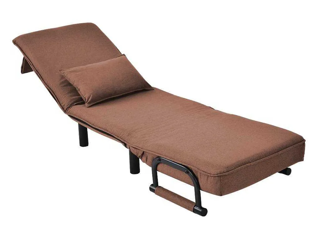 Converteerbare Stoffen Fauteuil - 6-Voudig Verstelbare Rugleuning - Bruin-Vente-unique Discount