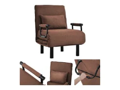 Converteerbare Stoffen Fauteuil - 6-Voudig Verstelbare Rugleuning - Bruin-Vente-unique Discount