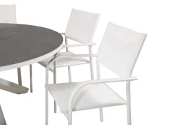 Copacabana Tuinmeubelset Tafel O140Cm En 6 Stoel Santorini Wit, Grijs, Cremekleur.-Vente-unique Online